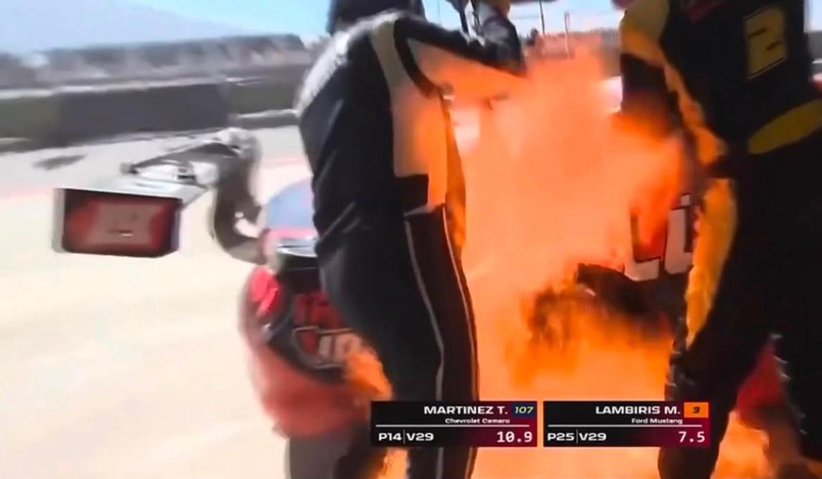 Incendio en boxes de Mauricio Lambiris genera alarma en el Desafío de las Estrellas