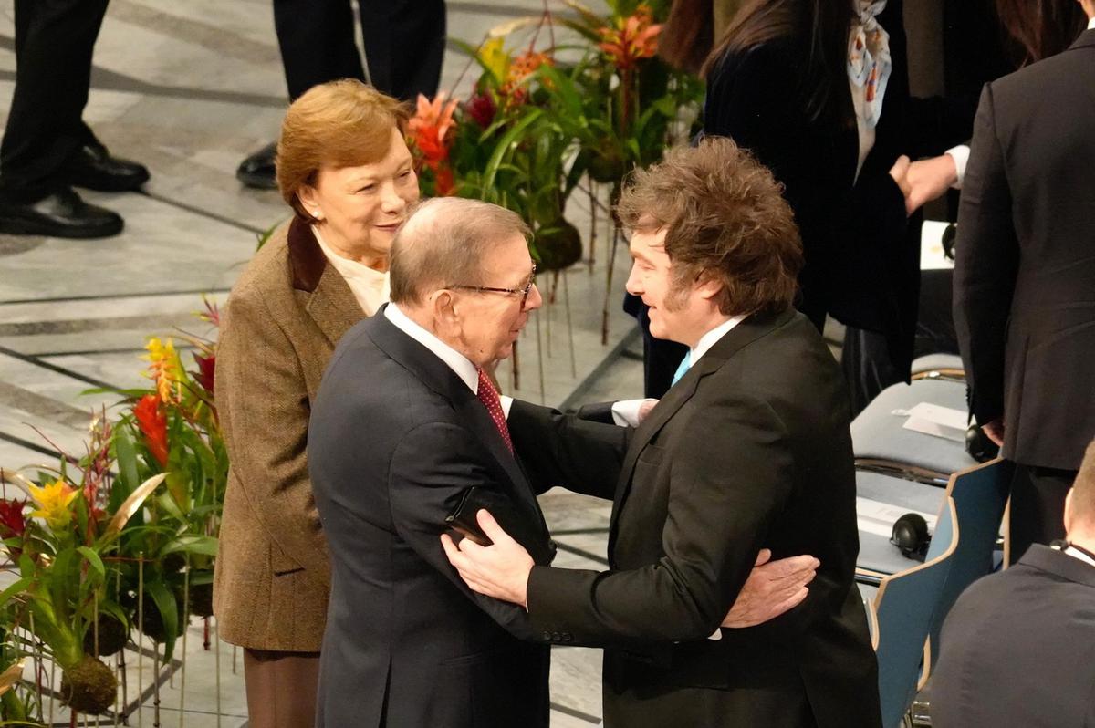 El presidente Javier Milei, en la ceremonia del Nobel de la Paz en Oslo (Noruega).