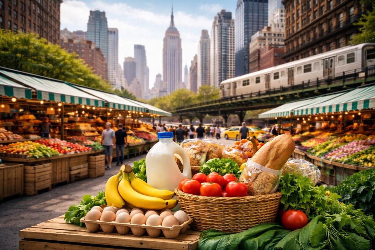 Mercados municipales en Nueva York. Foto: Agencia NA / con IA