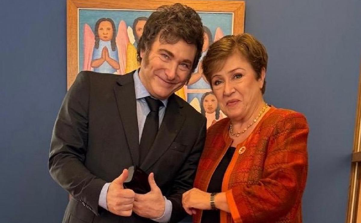 FOTO: El presidente Milei y la titular del FMI, Kristalina Georgieva. (Foto: @KGeorgieva)