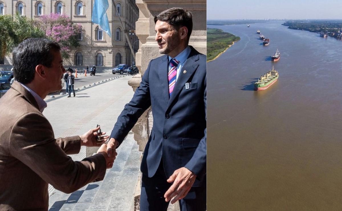 FOTO: El futuro de la Vía Navegable Troncal, eje de la reunión de Pullaro y Peña.