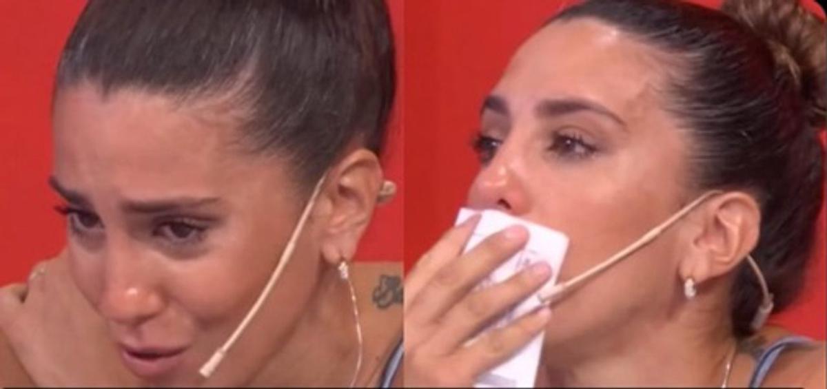 Las lágrimas de Cinthia Fernández. Foto: Agencia NA (Captura TV)