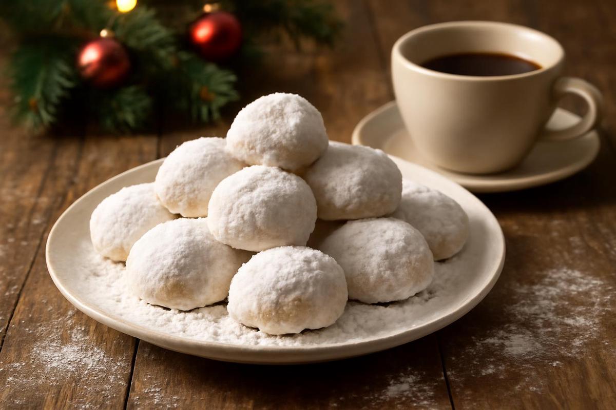 Kourabiedes: galletas griegas con almendra y azúcar glas
