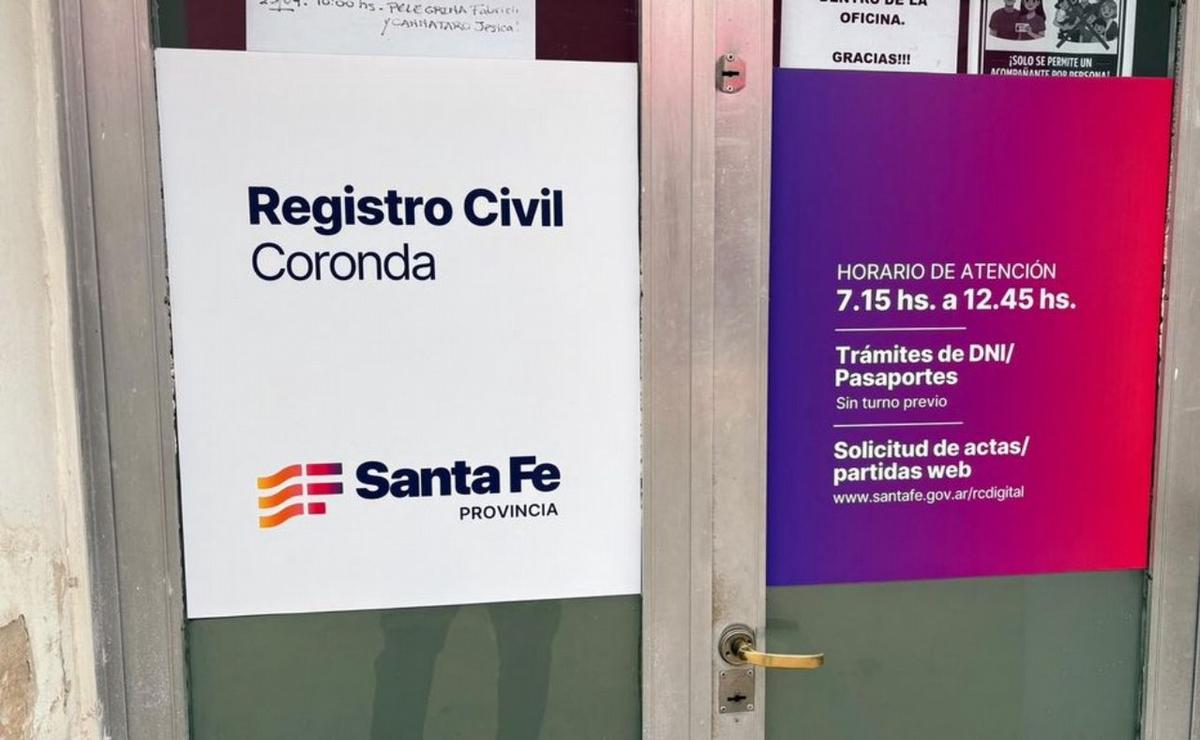 Registro Civil de la localidad de Coronda.