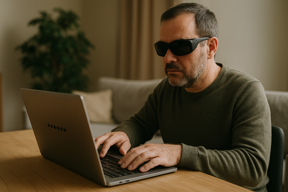 Una persona lee una lista de contraseñas escritas en braille.