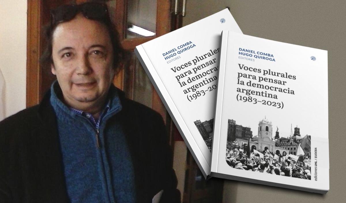 FOTO: César Tcach y el libro "Voces plurales". 