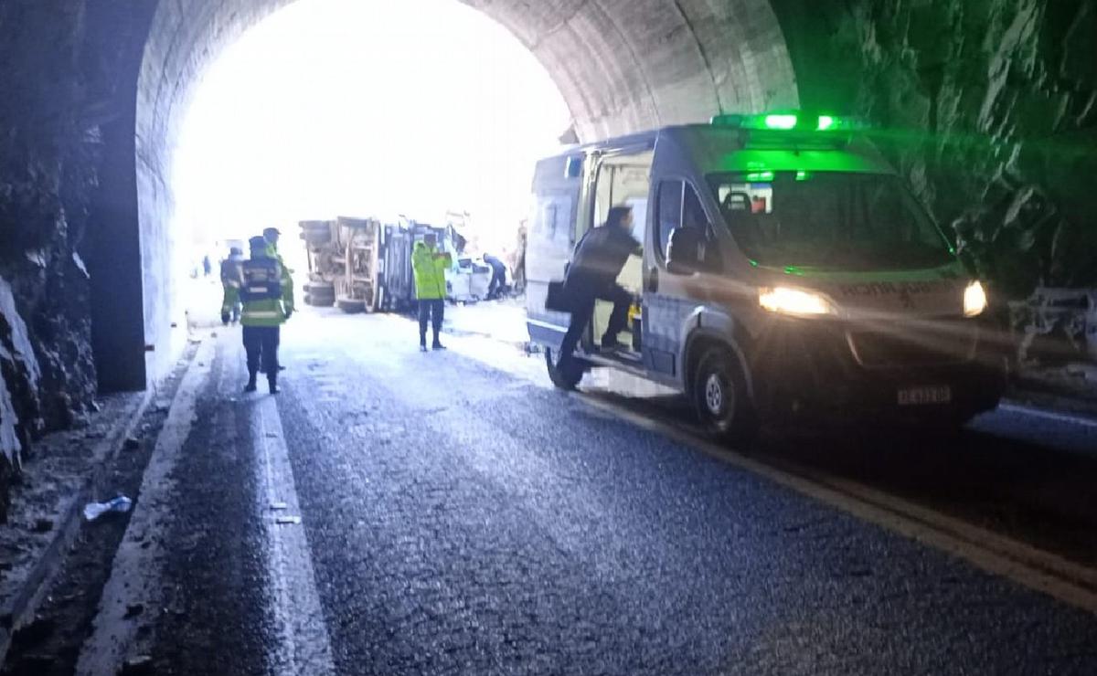 FOTO: Vuelco fatal en la Ruta Nacional 7, en Mendoza. (Foto: gentileza Policía)