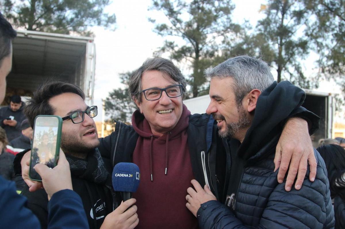 Emanuel Manitta, Adrián Simioni y Guillermo López, en la fiesta.