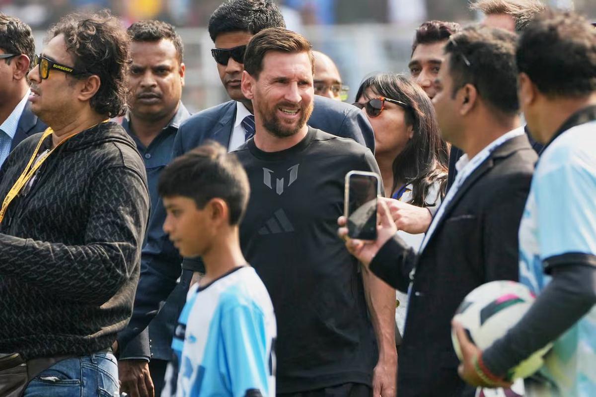 Messi en la India. Foto: Agencia NA (redes).