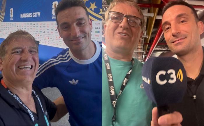 La foto cábala: Giglioni y Scaloni repitieron la postal de Qatar antes del debut