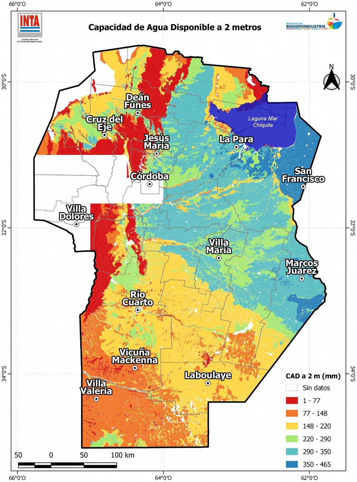 Mapa de Capacidad de agua disponible en el territorio provincial