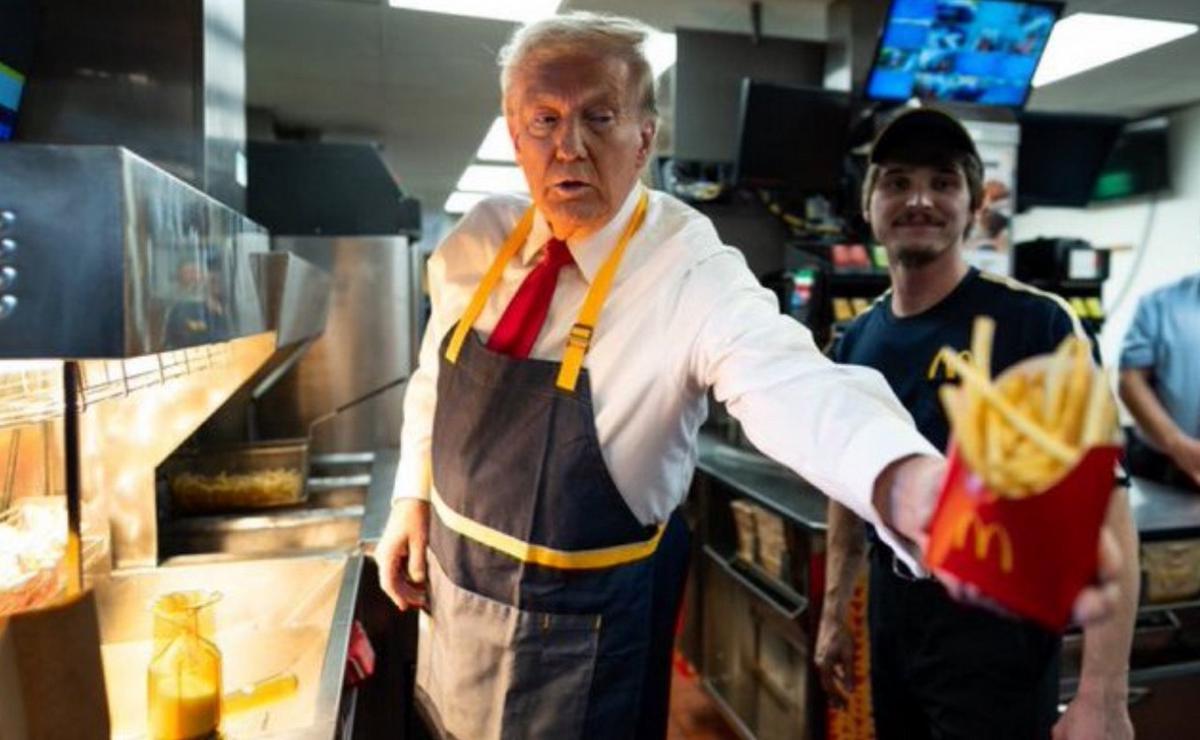 FOTO: Trump durante un acto de campaña en Mcdonald's