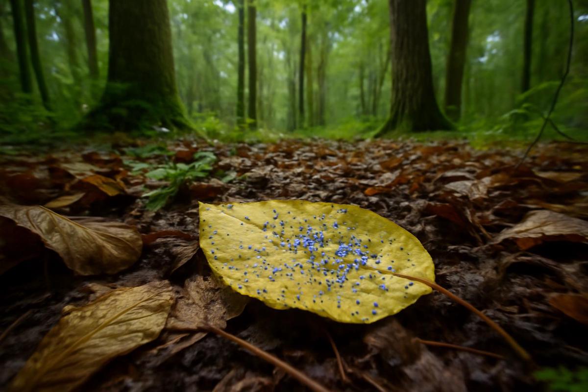 Microplásticos en las hojas de un árbol