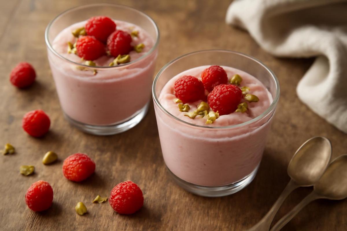 Mousse de frambuesas fácil y rápida