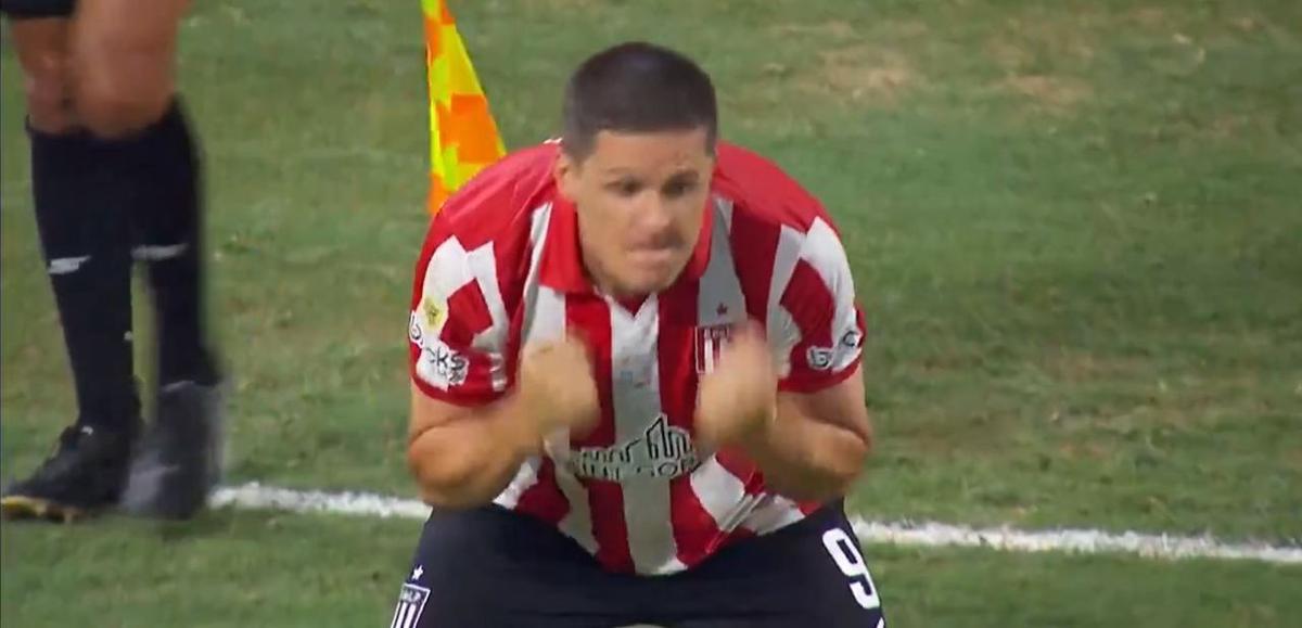 Carrillo festeja su gol ante Racing. Foto: Agencia NA (captura de TV).
