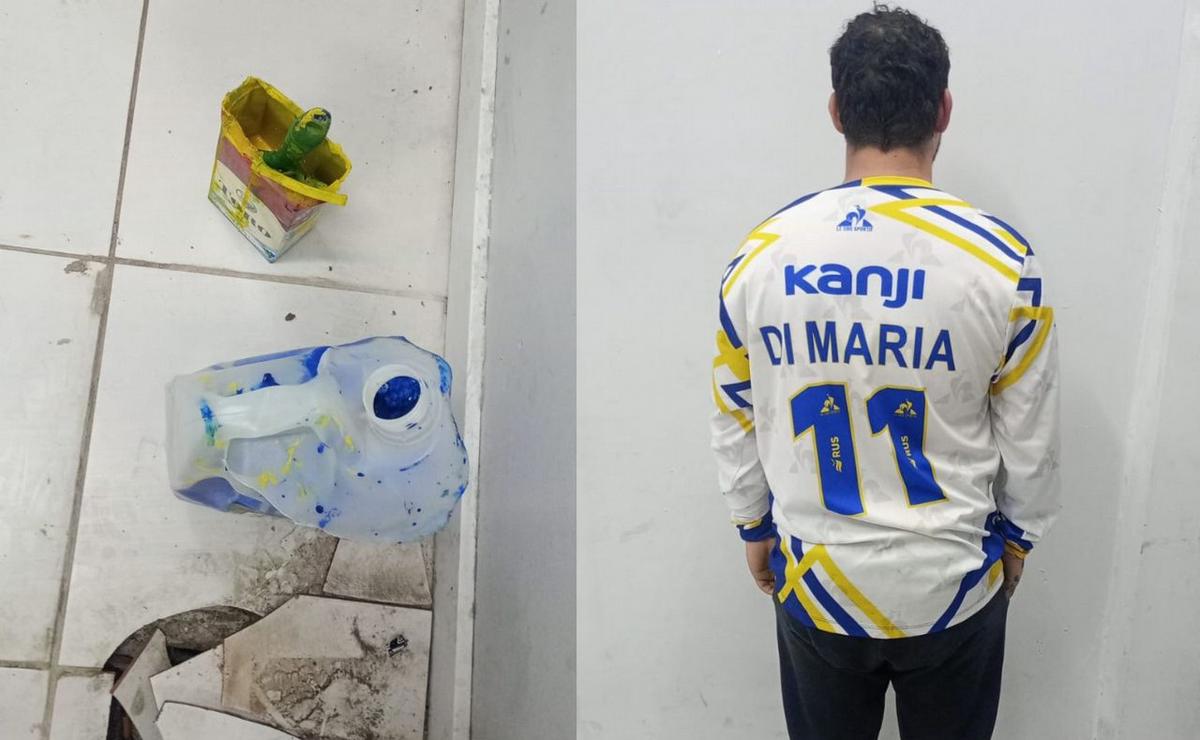 Los detenidos fueron encontrados con pintura azul y amarilla.
