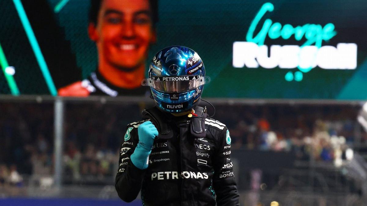 George Russell festeja la pole en Singapur. (Foto: Fórmula 1)
