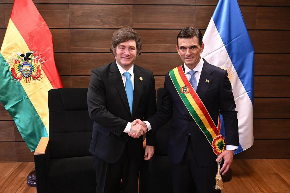 Javier Milei junto al presidente de Bolivia, Rodrigo Paz.