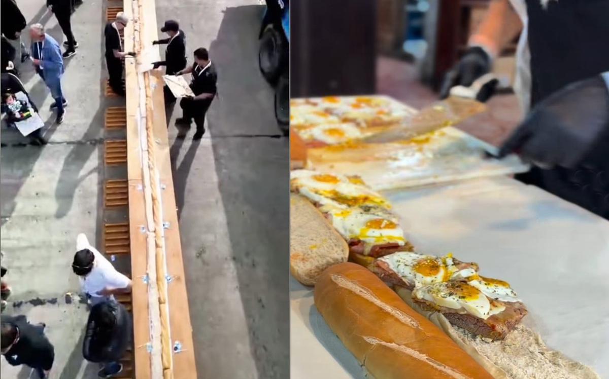 Caos en Avellaneda: vecinos arrasan con un sándwich gigante de matambre
