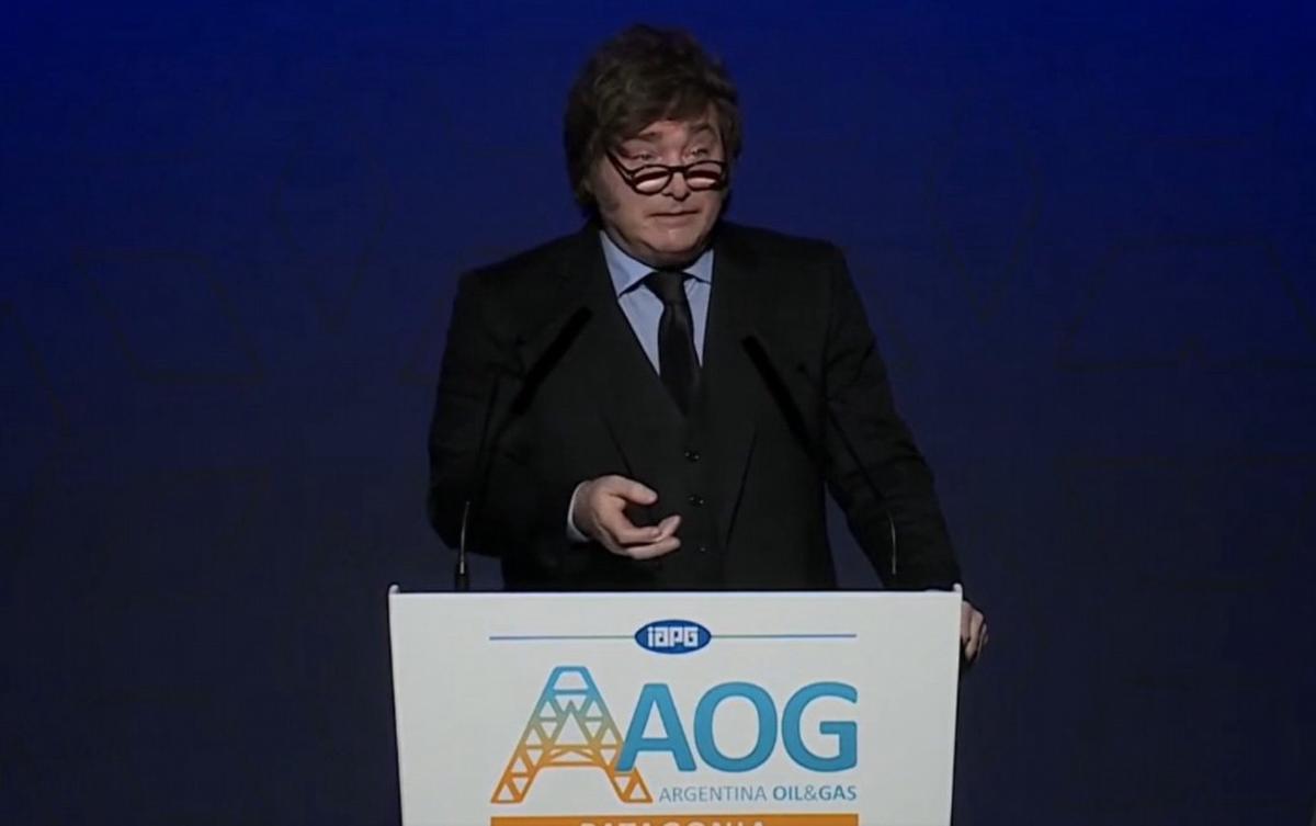 Javier Milei dio un discurso en Neuquén.