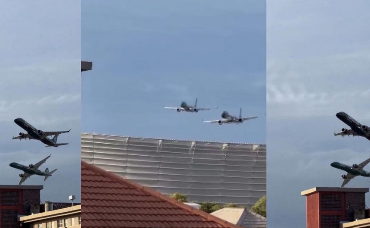 Los aviones pasaron muy cerca del estadio.