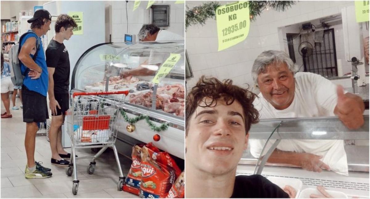 Las fotos virales de Colapinto en Argentina: de la F1 a la carnicería del pueblo.