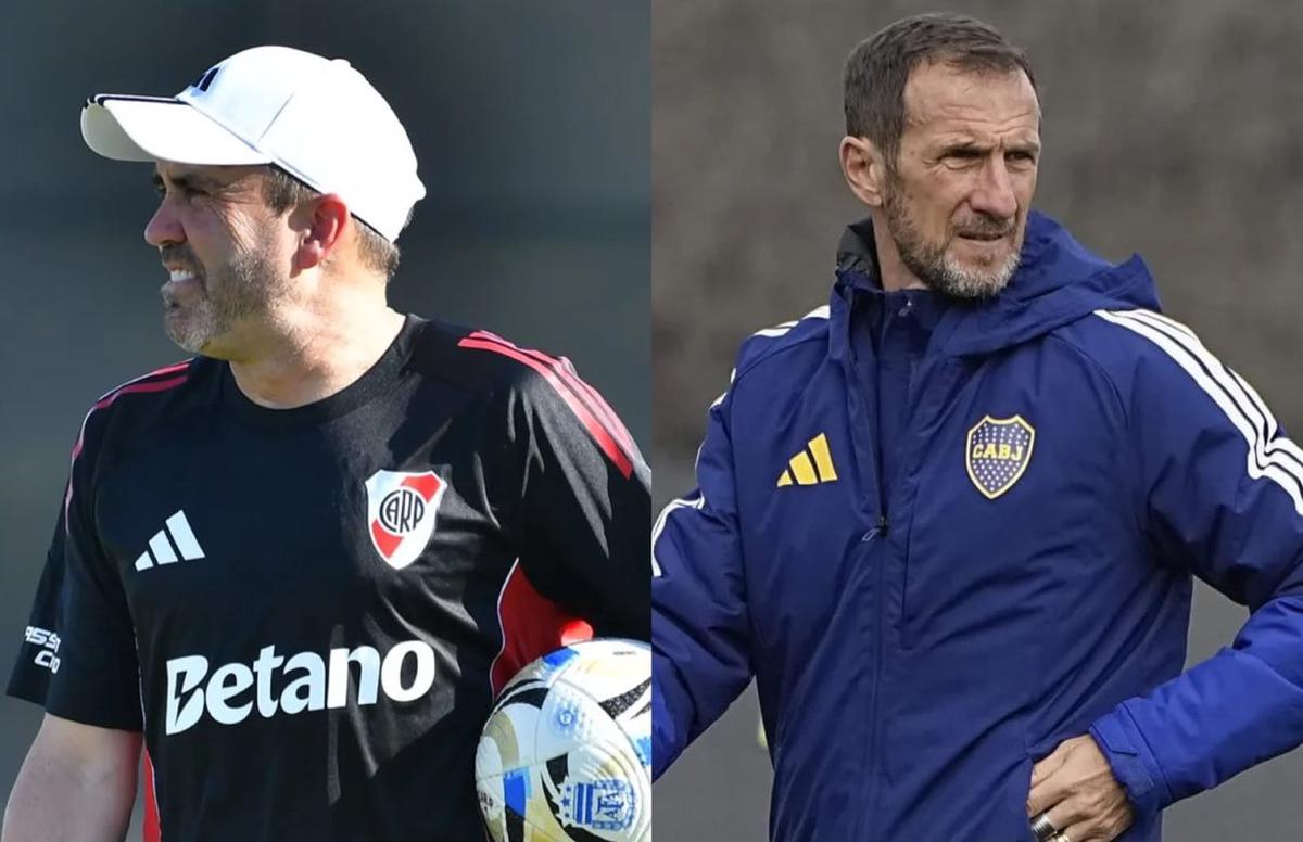 Coudet y Arruabarrena, los directores técnicos de River y Boca.