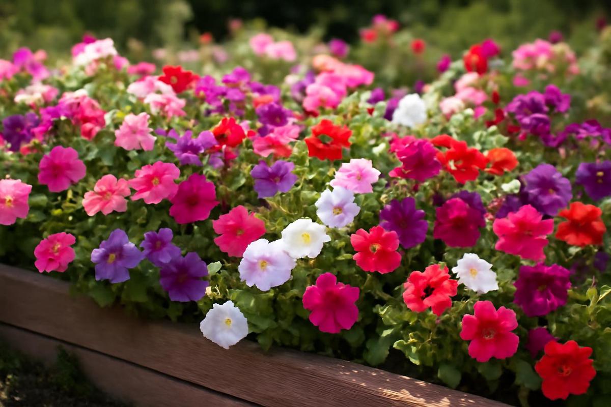 Petunias floreciendo en un jardín