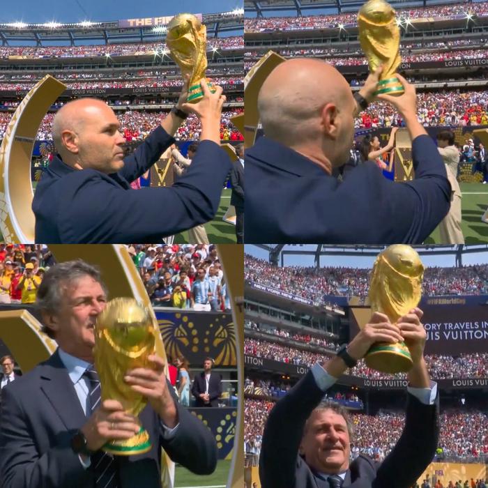 Mario Kempes y Andrés Iniesta, los encargados de entrar la Copa del Mundo al estadio