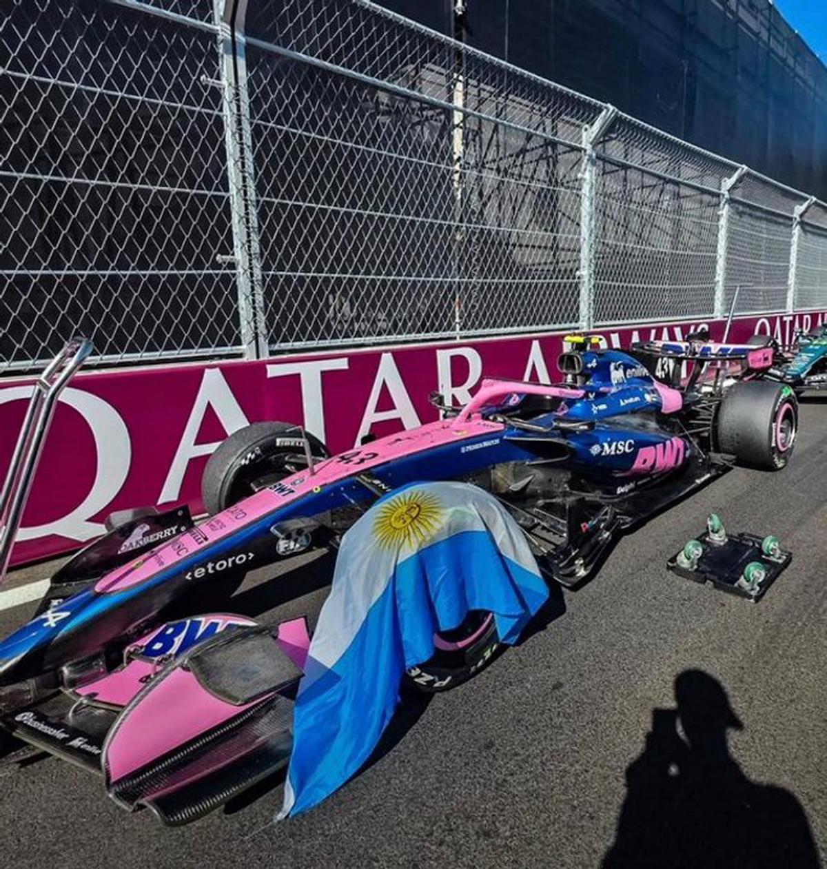 Franco Colapinto destacó en el GP de España y mostró la bandera argentina con orgullo