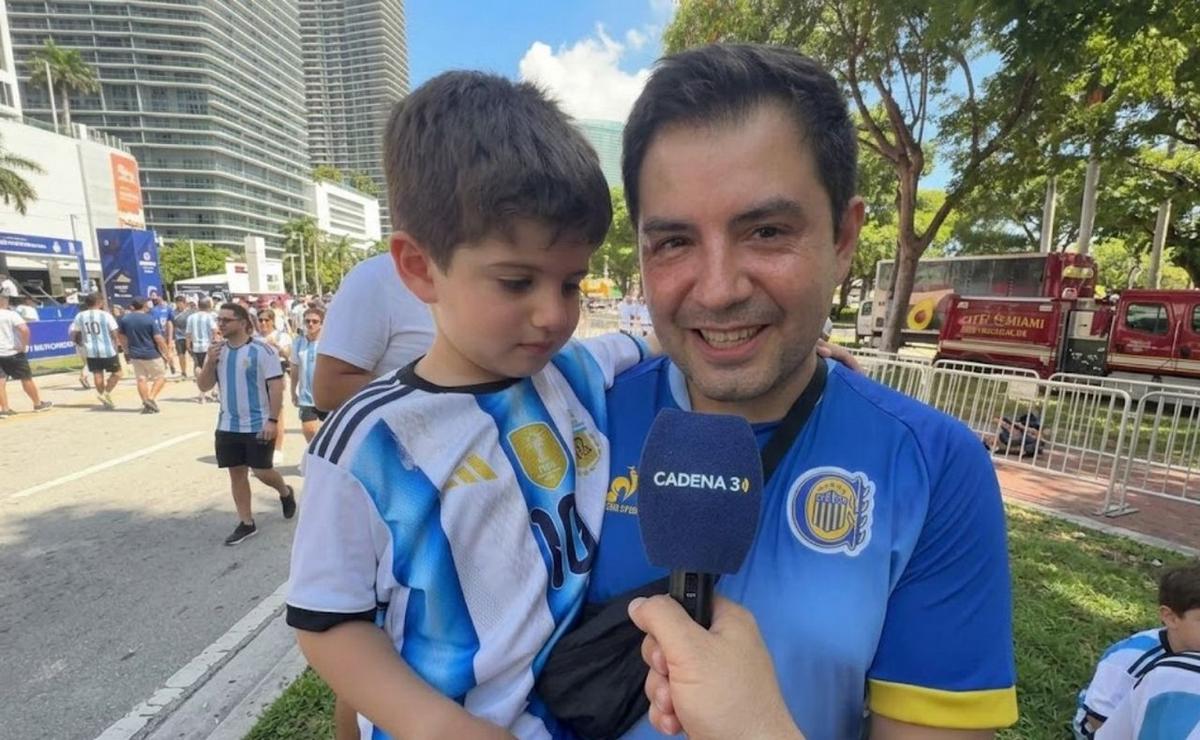 Un hincha de Rosario Central en Miami.