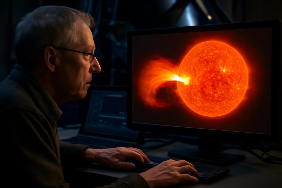 Representación artística de la eyección de masa coronal