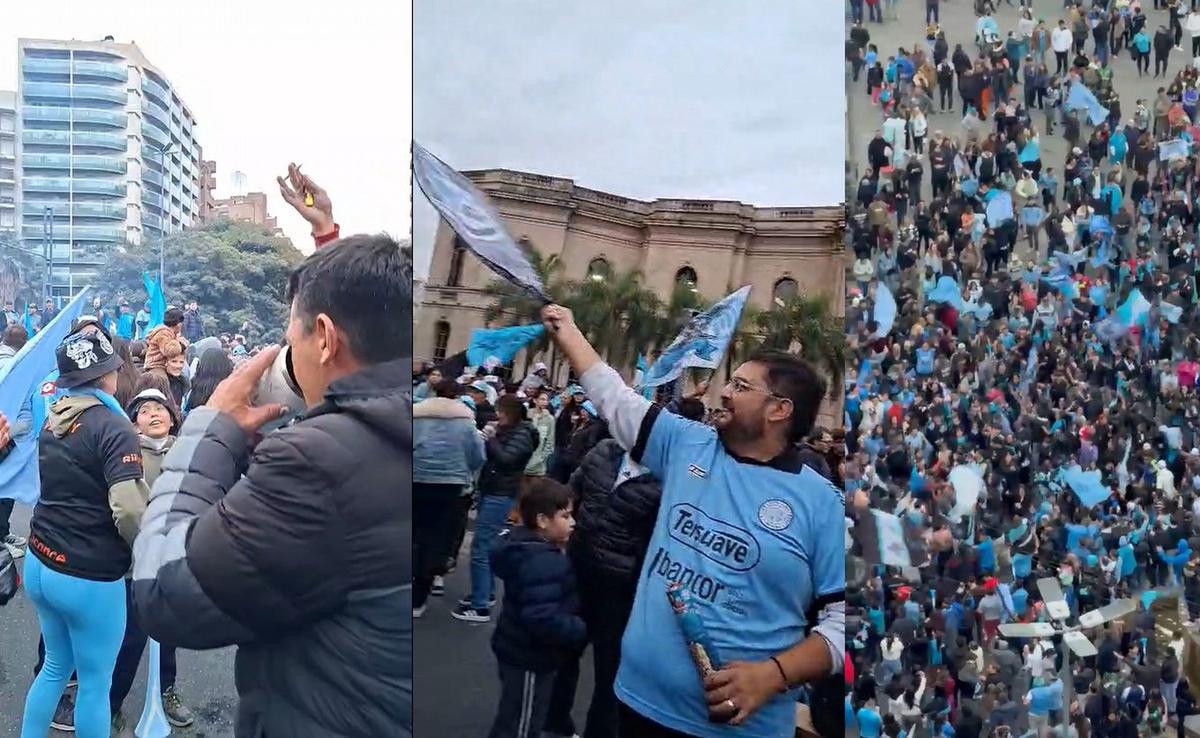 Los hinchas empezaron a copar el Patio Olmos tras el triunfazo de Belgrano.