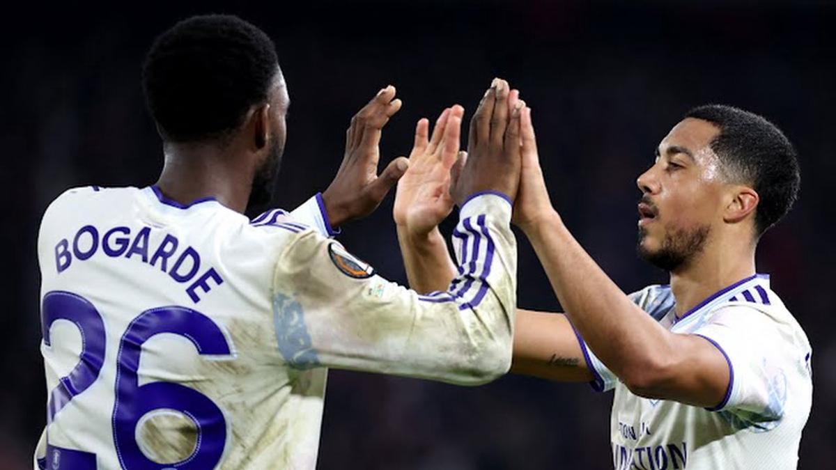 El festejo del Aston Villa. Foto Prensa Europa League (NA)