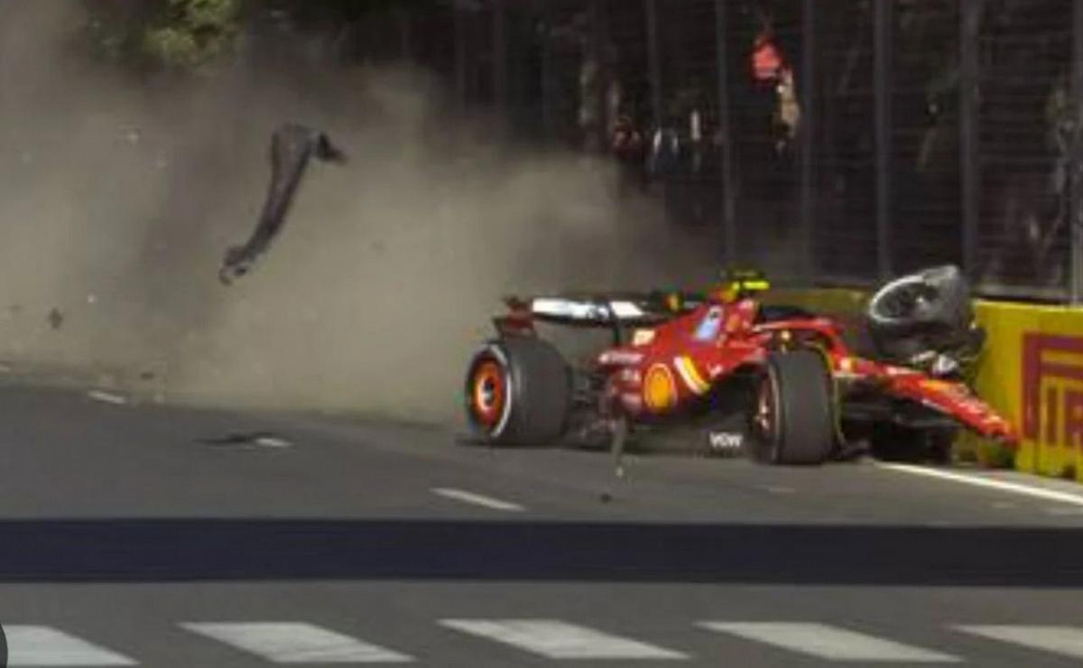 FOTO: El momento del choque entre Sainz y Pérez. (Foto:Captura)