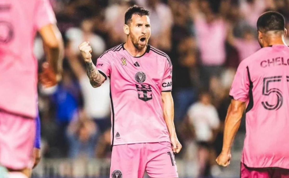 FOTO: Lionel Messi festeja uno de sus tres goles. (Foto: Inter Miami)