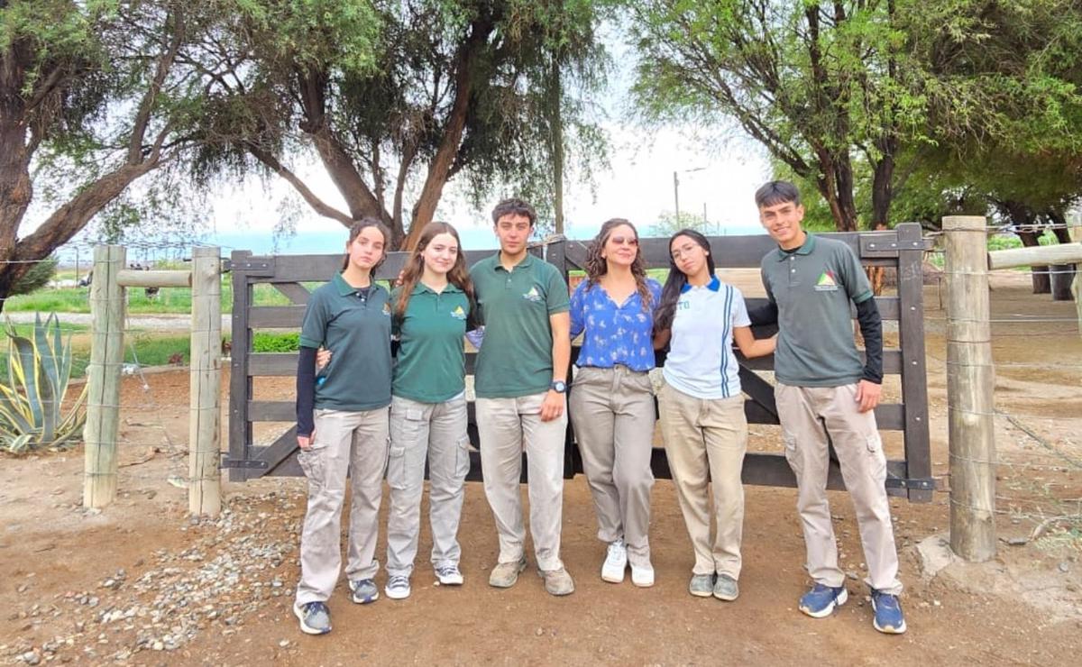 FOTO: Alumnos de Tilimuqui hacen su programa sobre alimentar conejos con orujos de uva.