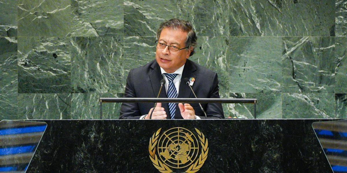 FOTO: Gustavo Petro, presidente de Colombia en su discurso en la ONU. 