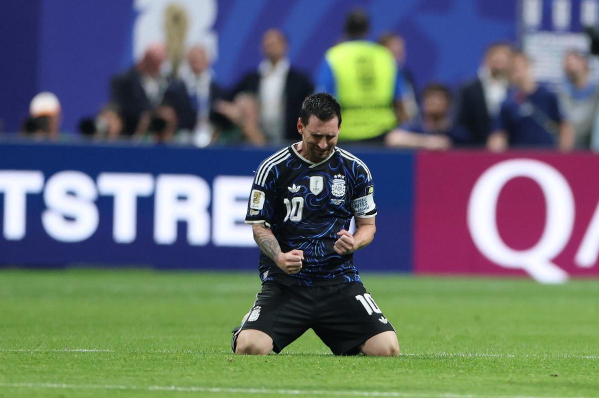 Lionel Messi festeja el pase a la final del Mundial.