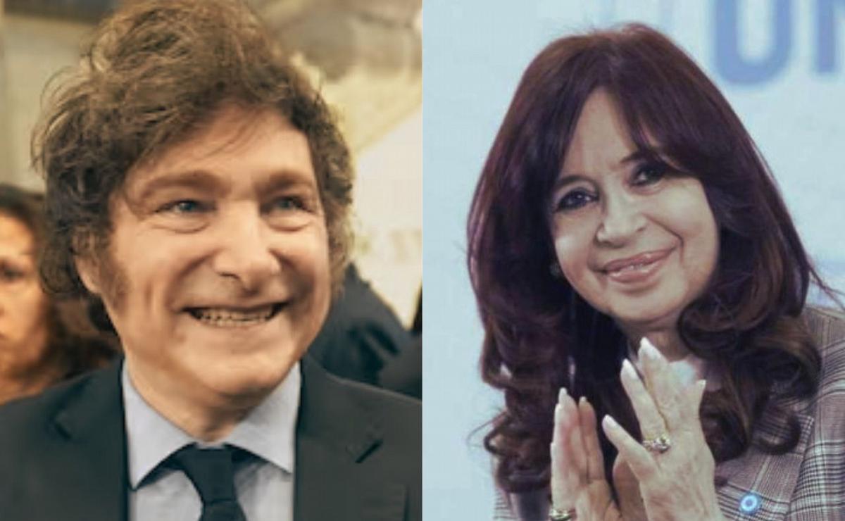 FOTO: Javier Milei y Cristina Kirchner.