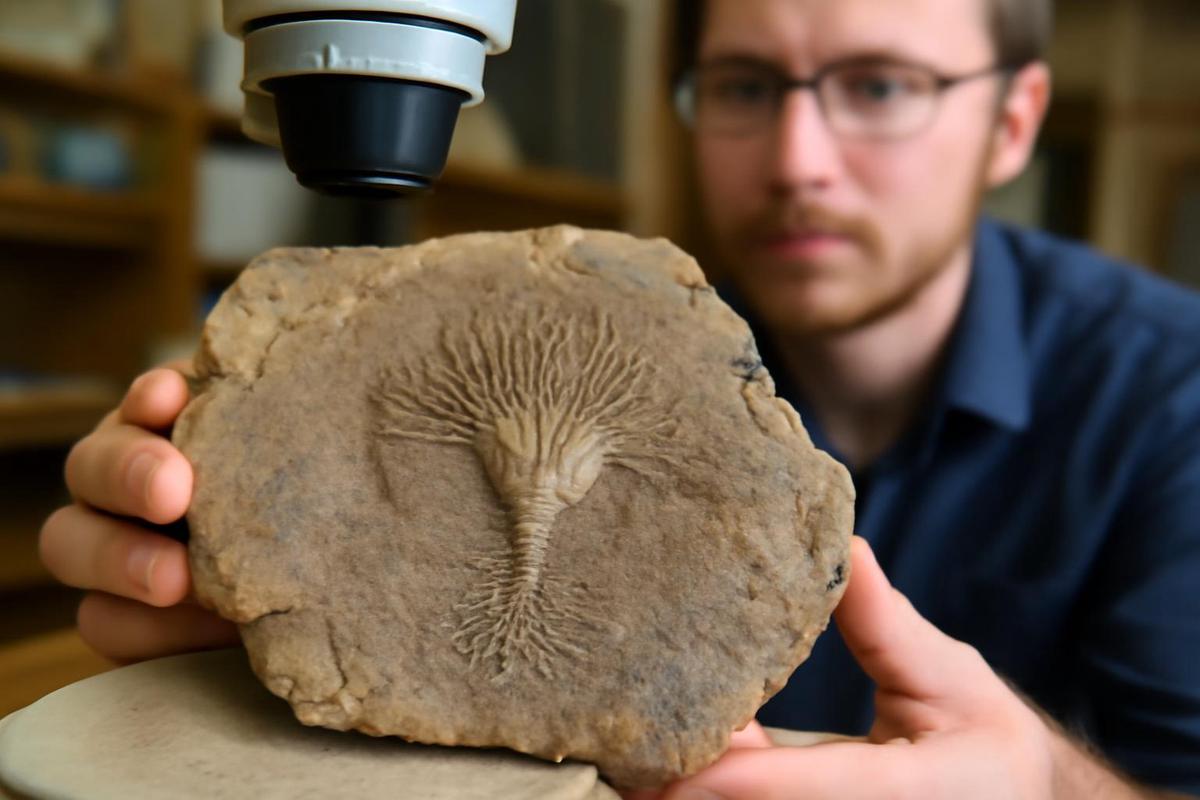 Fósil de crinoide con tejidos blandos