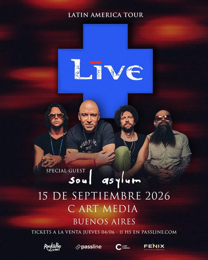 Live, la mítica banda de rock alternativo, debuta en Argentina este septiembre