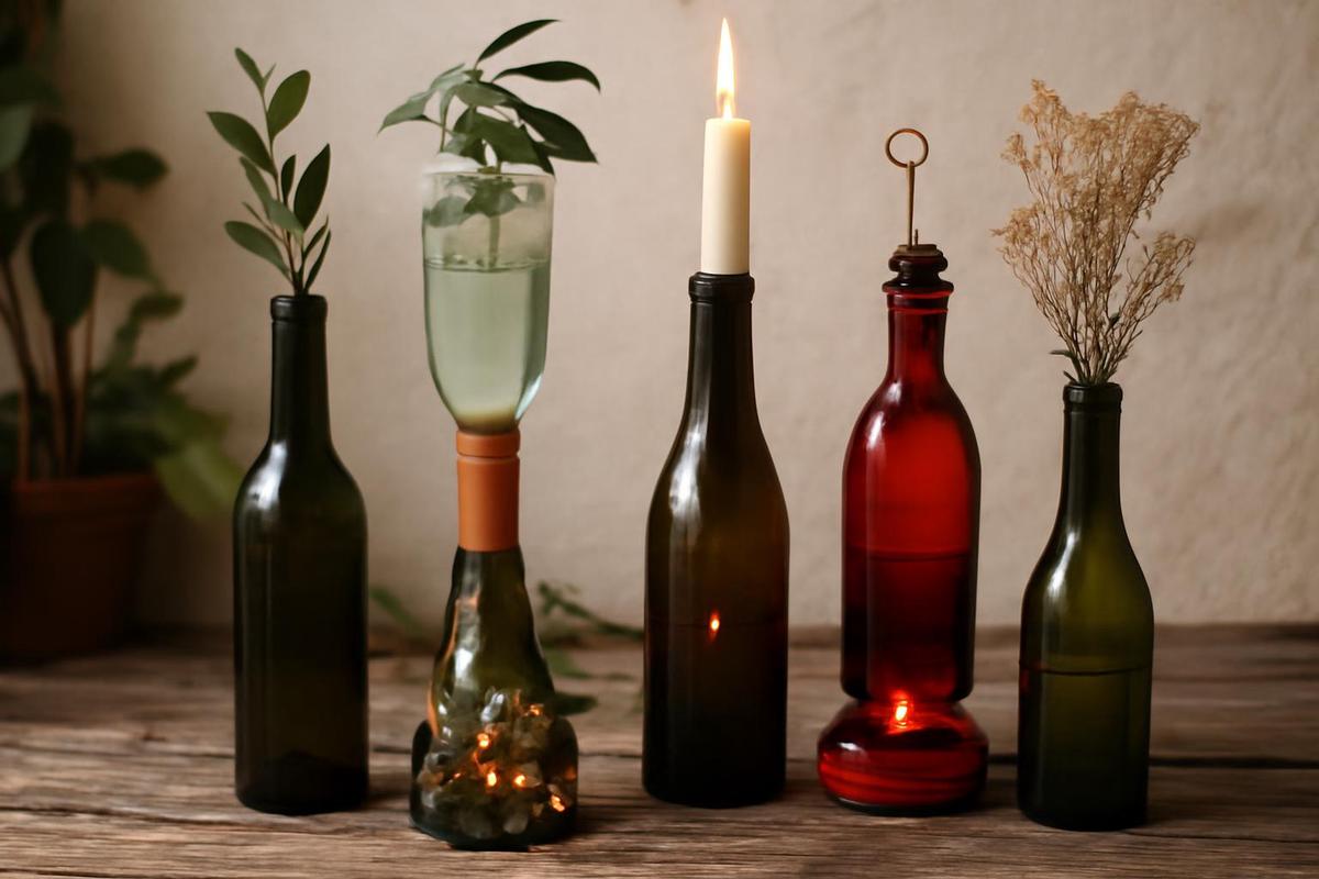 Transformación de botellas de vino en decoraciones únicas