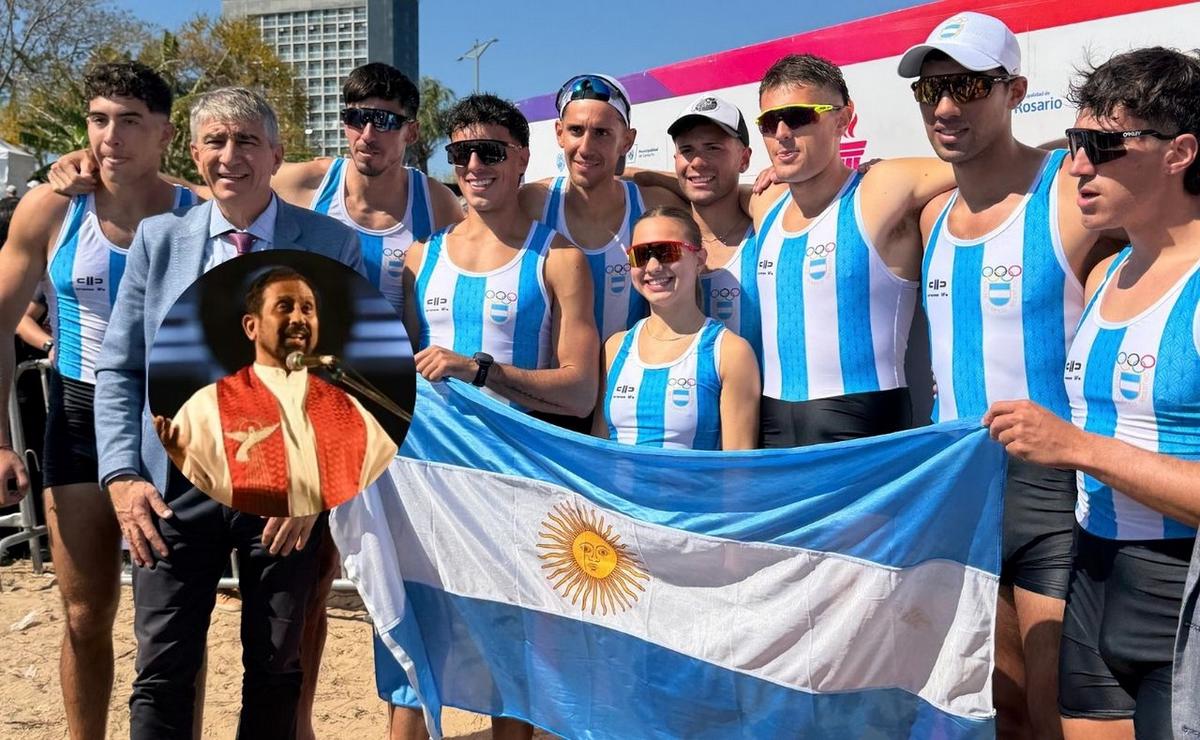 Equipo argentino de remo, ganador de la medalla de plata.