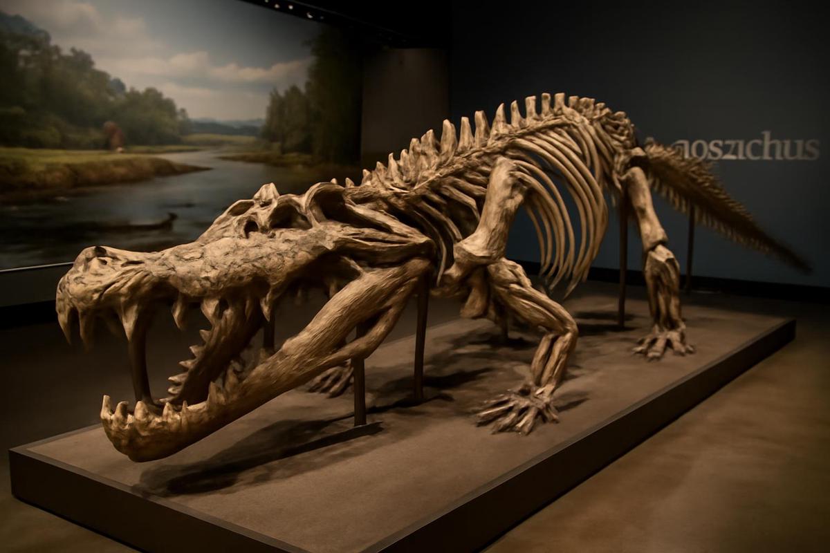 Recreación del Deinosuchus schwimmeri en el museo