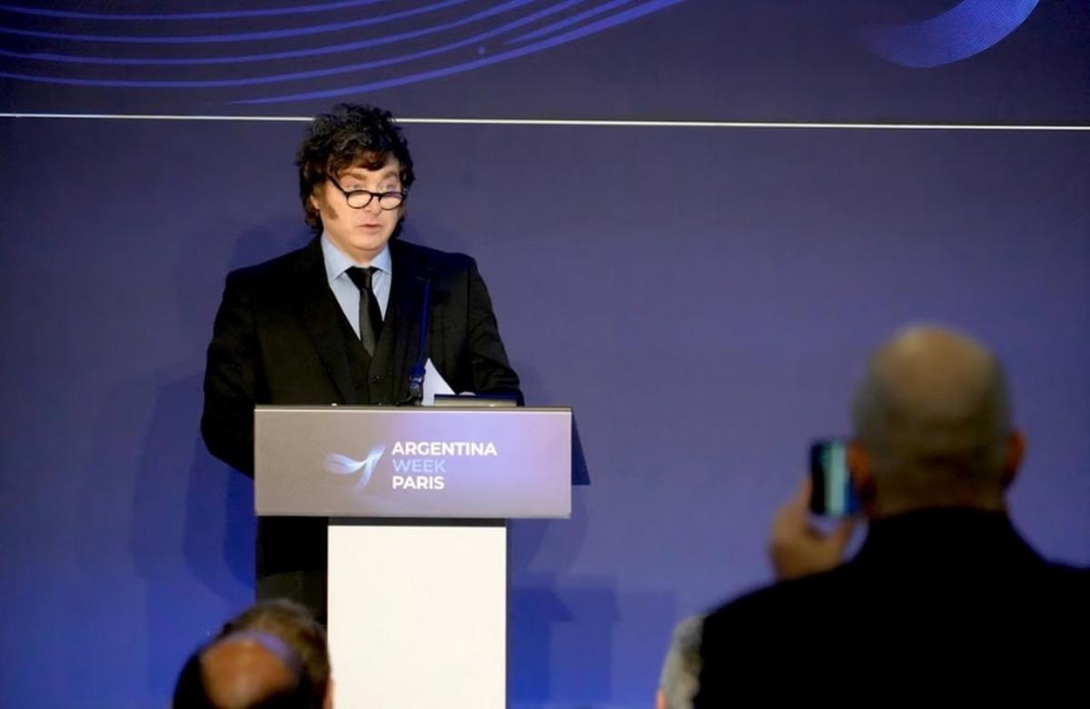 El presidente Javier Milei, en París.