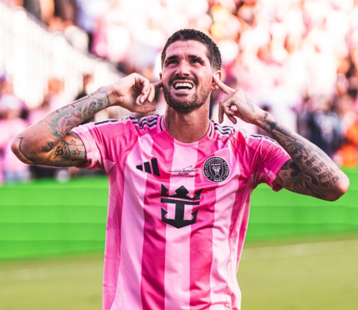 Rodrigo De Paul festeja su gol en la final de la MLS, el segundo del Inter Miami.