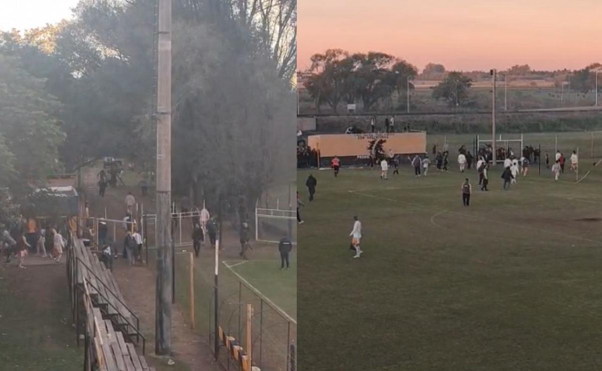 Copa Santa Fe: pelea entre hinchas y jugadores obligó a suspender el partido.