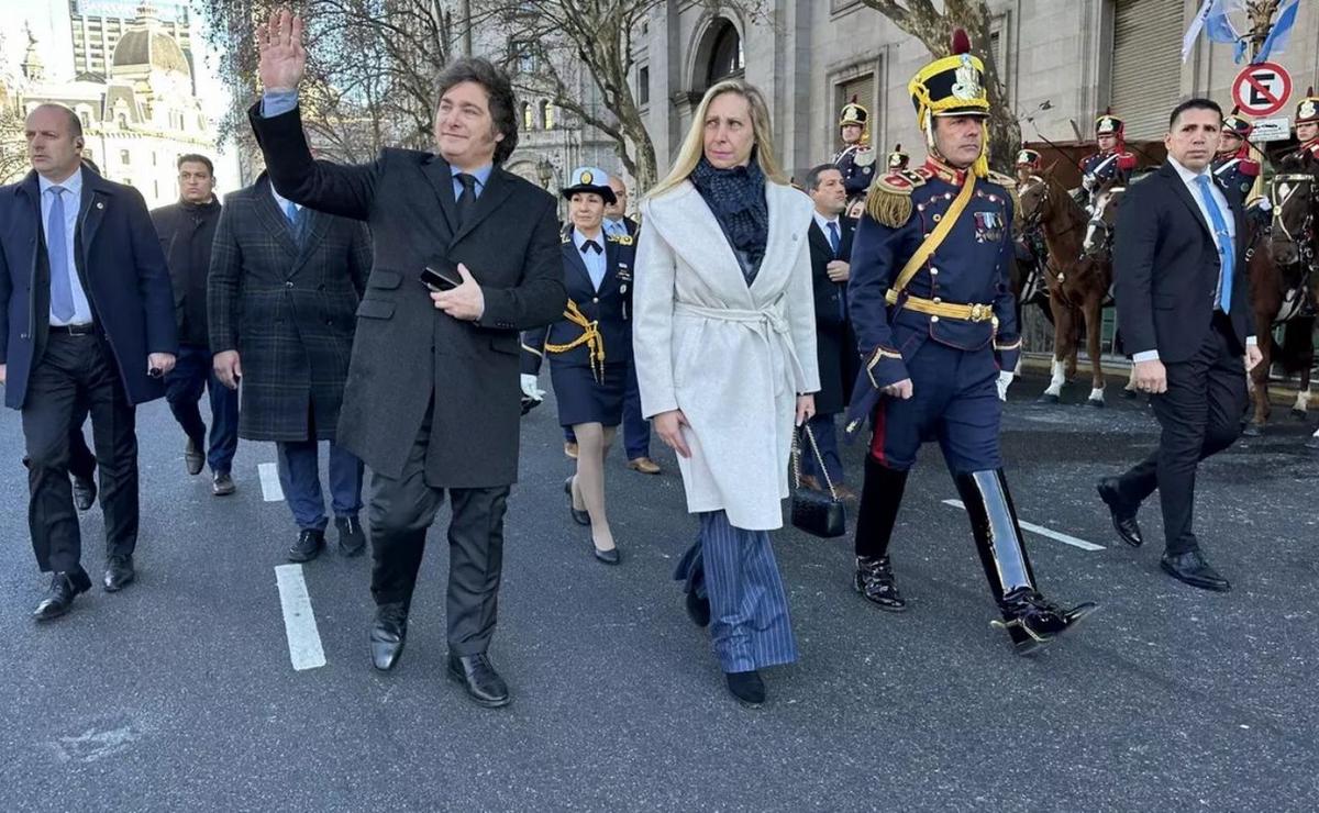 Javier Milei junto a su hermana Karina en el Tedeum de 2025.