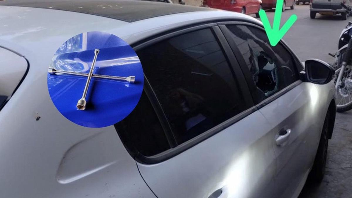 Rompió el vidrio de un auto con una llave cruz porque le bloqueaban el garaje.